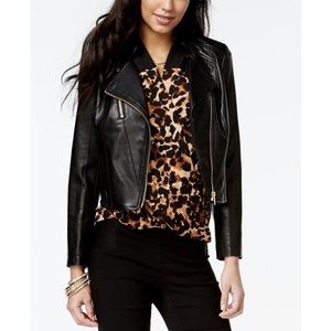 NWOT Thalia Sodi cropped faux-leather moto jacket